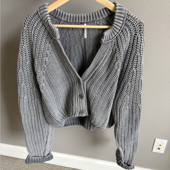 Free People Sweet Nothing Gray Knit Cardigan - Picture 2 of 7